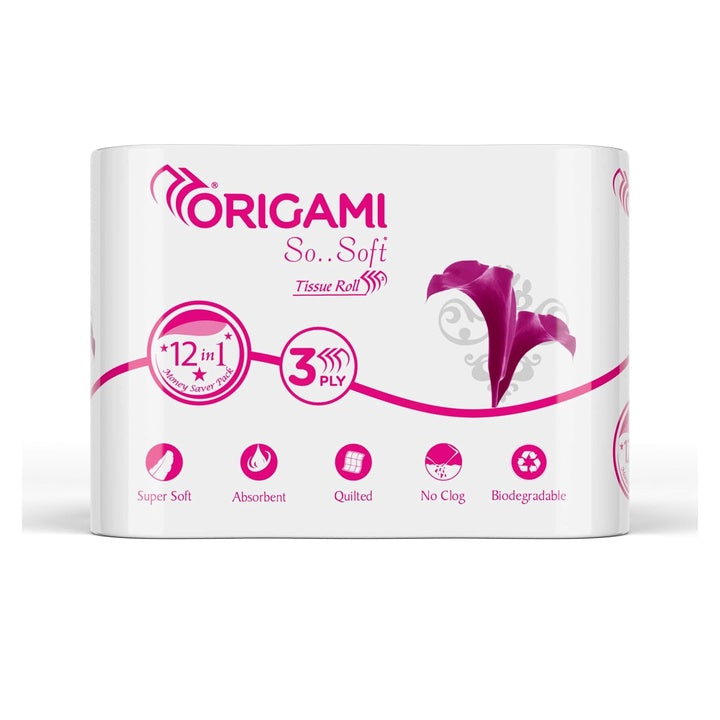 Origami So Soft Toilet Tissue Paper | 3 Ply | Pack of 12 | 140 Pulls Each