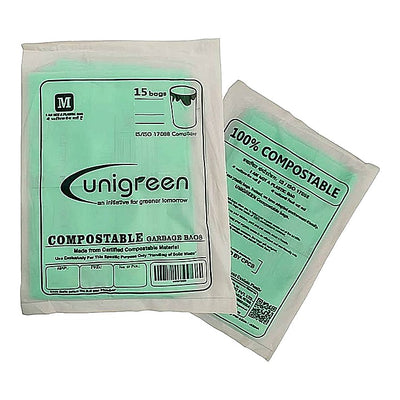 Unigreen Compostable Green Garbage Bag 19X21 Inches : 15 Bags