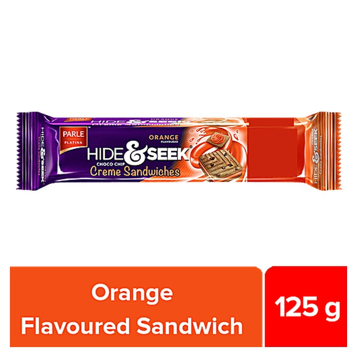 Parle Platina Hide & Seek Orange Flavoured Choco Chip Creme Sandwiches (100 g)