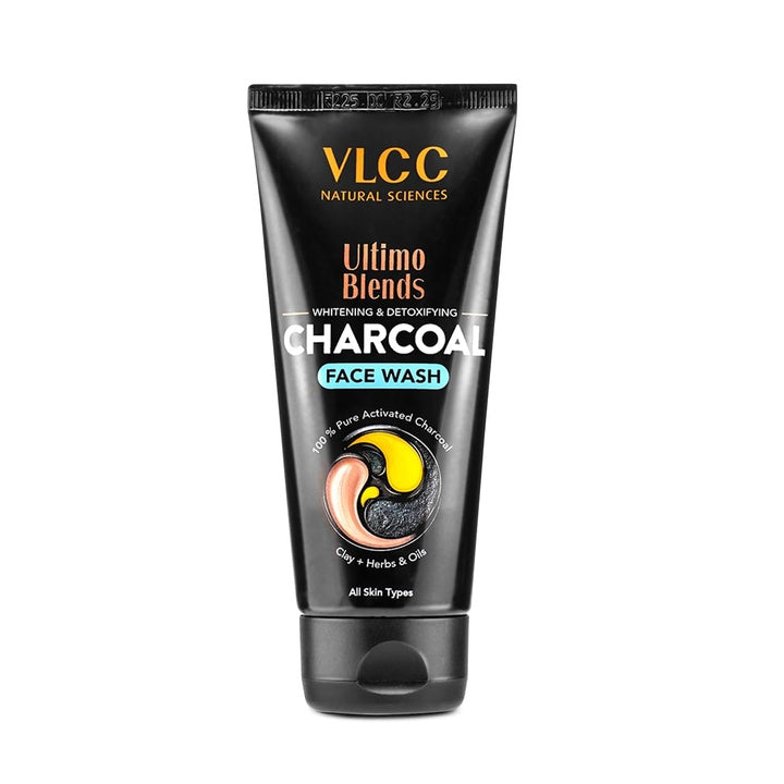 VLCC Ultimo Blends Charcoal Face Wash - 100ml - Whitening & Detoxifying, Acne Control, Exfoliation, Whitening with Activated Charcoal & Aloe Vera Extract