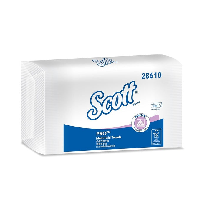 Scott Multi-Fold Paper Towel 28610 - 1 Pack x 250 Sheets (White Colour - Sheet Size 24 cm X 23.1 cm)
