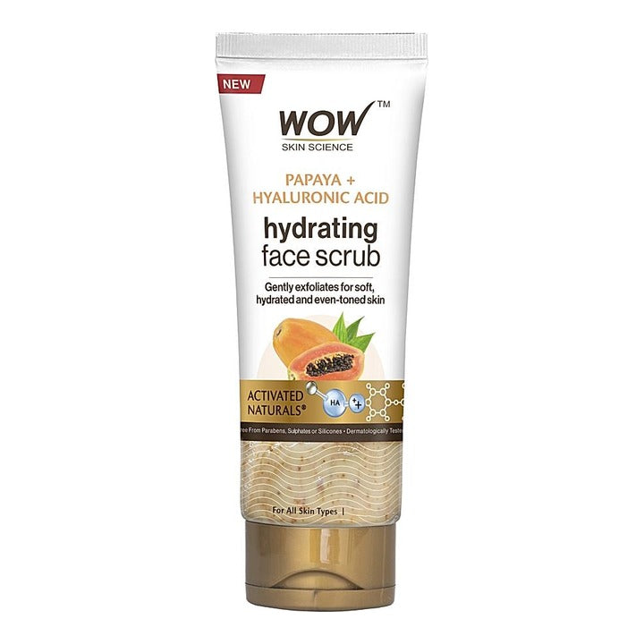 Wow Skin Science Papaya + Hyaluronic Acid Hydrating Face Scrub : 100 ml