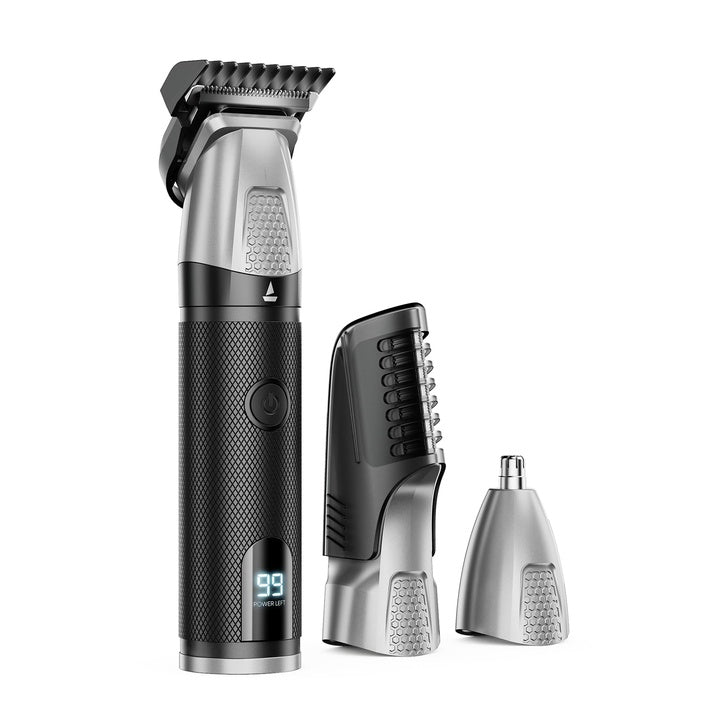 boAt Slazer K100+ Full Body Trimmer for Men, 200 Min Run-Time, Stainless Steel + Ceramic, IPX6, Beard, Body, Nose, Type C, MultiGroomer, Battery Display & Travel Lock, All-in-one (Ninja Black)