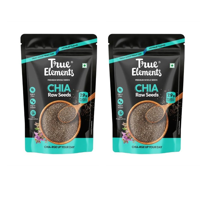 True Elements Chia Seeds 1kg (500g * 2) | Fibre Rich Seeds for Eating | Omega-3 Rich | Healthy Snacks | Best for Weight Management | Beat the Heat | Summer Seed