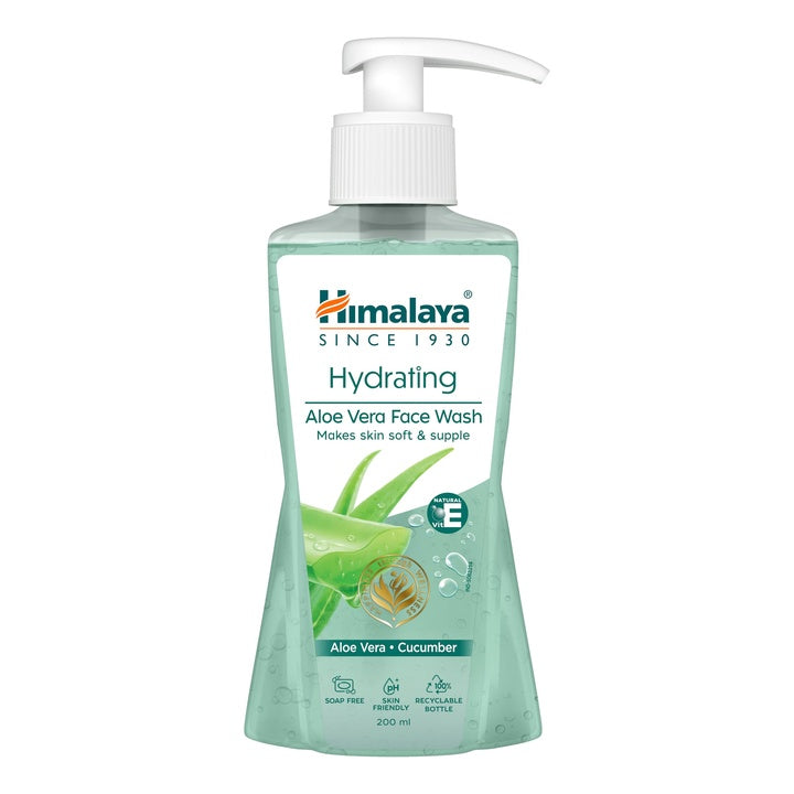 Himalaya Hydrating Aloe Vera Face Wash 200 ml | Aloe Vera & Vitamin E | Creamy Gentle Cleanser for Bouncy & Dewy skin | Clinically Tested | Paraben Free | For Dry Skin