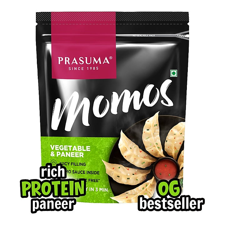 Prasuma Vegetable & Paneer Frozen Momos: 24 Pieces