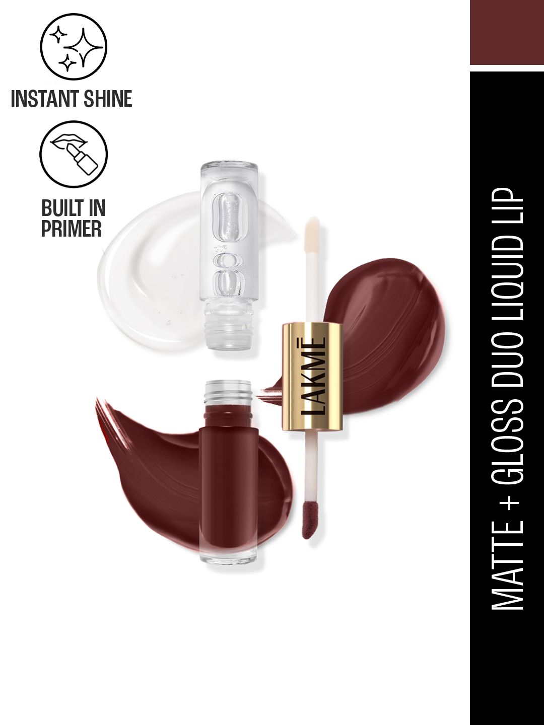 Lakme 9to5 Matte To Glass 2 in 1 Transferproof Liquid Lip Color 7.6ml - Cocoa MB01
