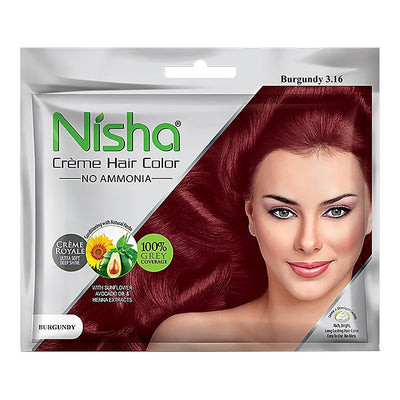 Nisha Creme Hair Colour - Burgundy (20 g + 20 ml) : 1 Unit