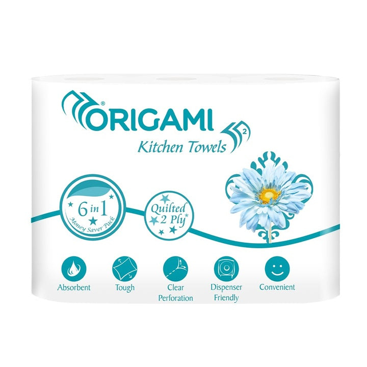 Origami Online Only Kitchen Tissues | 2 Ply | Pack of 6 | 60 Pulls Each