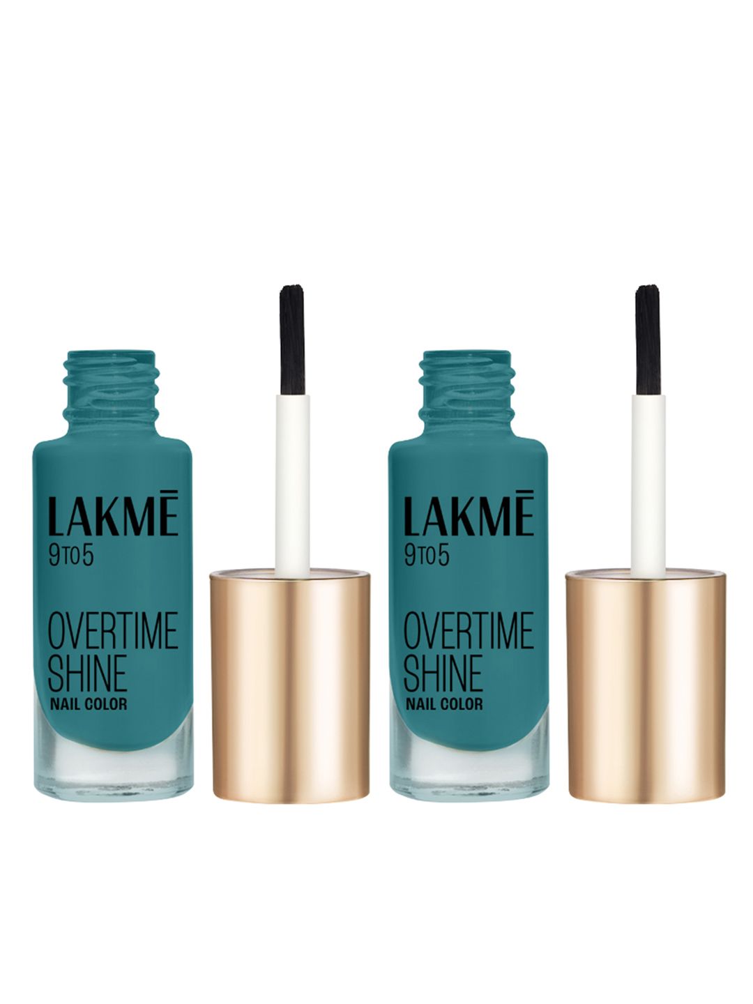 Lakme Set Of 2 9to5 Overtime Shine Glossy Nail Color 6ml Each - Emerald Power