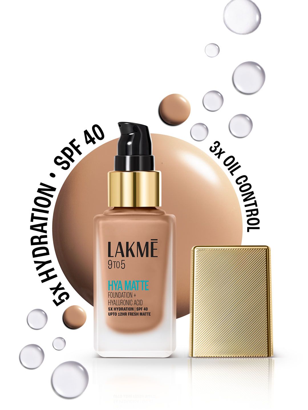 Lakme 9to5 Hya Matte Foundation With Hyaluronic Acid & SPF40 25ml - Neutral Honey N260