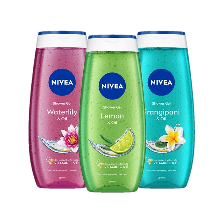 NIVEA Water Lily Lemon Frangipani Body Wash (3 x 250 ml)