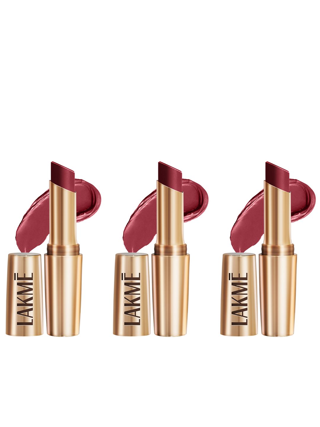 Lakme Set of 3 9to5 Powerplay Priming Matte Lipstick 3.6g each- MR5 Berry Base