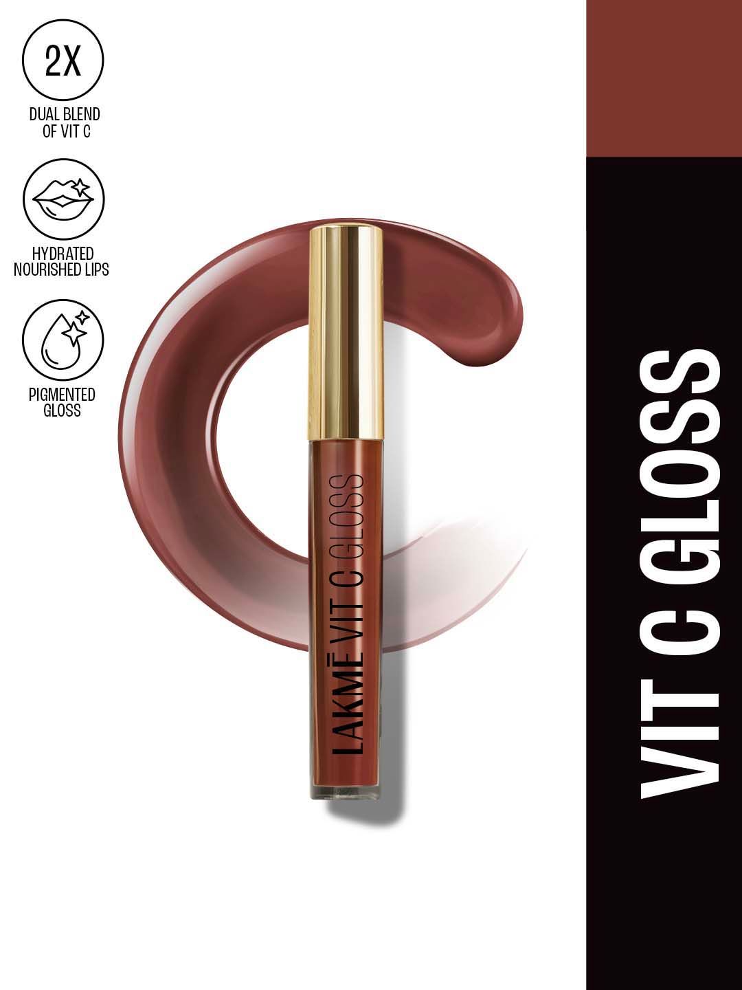 Lakme Superglow Glass Finish Hydrating Lip Gloss Oil With Vitamin C 2.5ml - Coca Brown