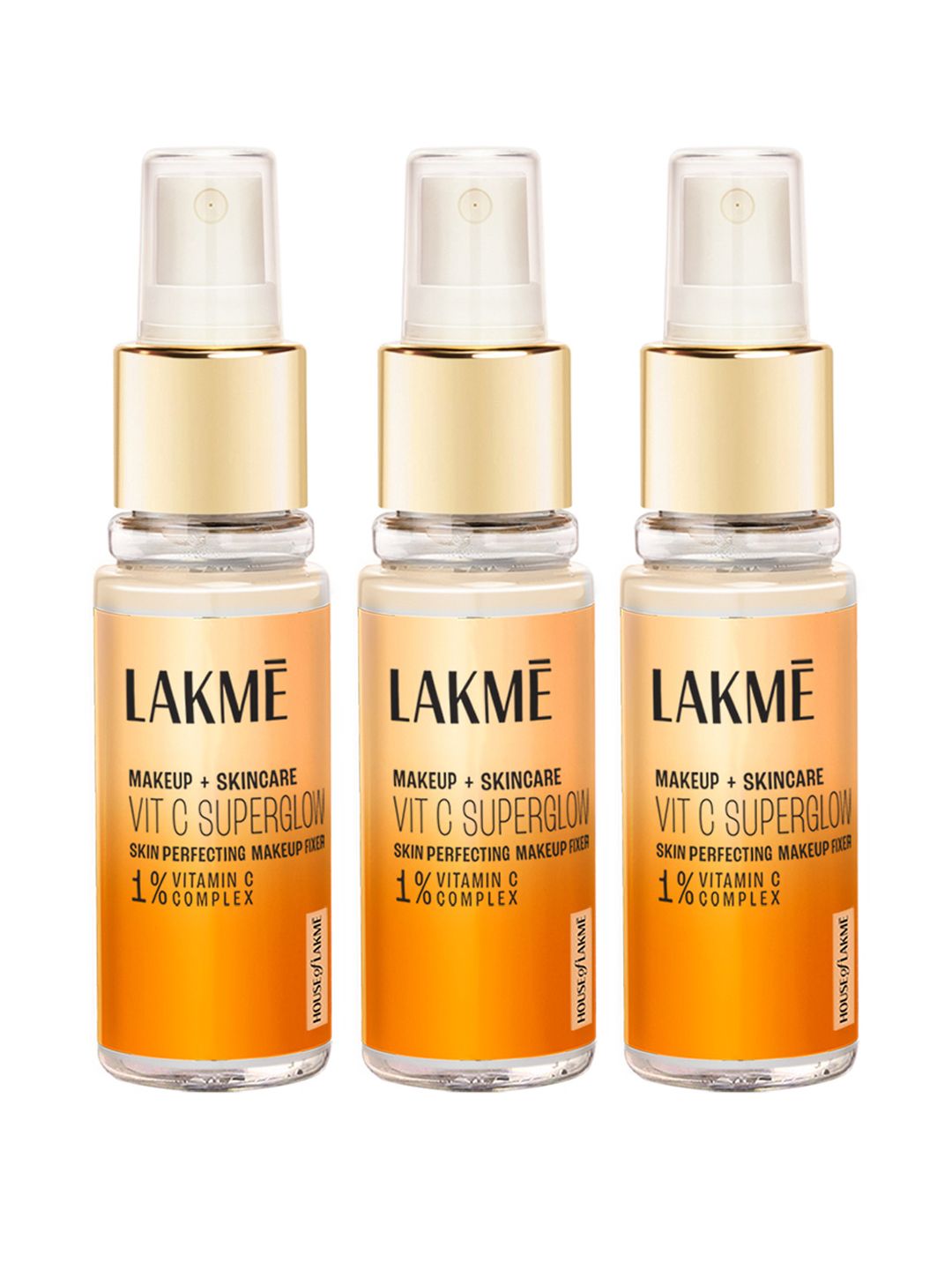 Lakme Set Of 3 Makeup + Skincare Vit C Superglow Skin Perfecting Makeup Fixer - 60ml Each