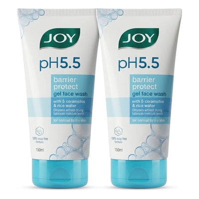 Joy pH 5.5 Barrier Protect Gel Face Wash (5 Ceramides & Rice Water 150 ml x 2)