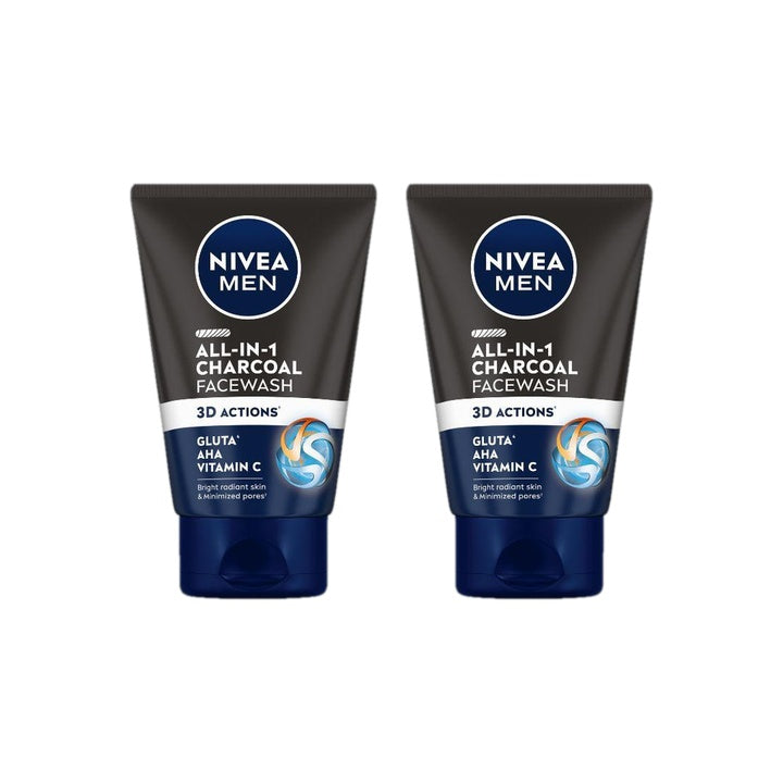 Nivea Men All In One Charcoal Combo, 10X Vitamin C Effect, Removes Excess Oil, Detox Skin Face Wash