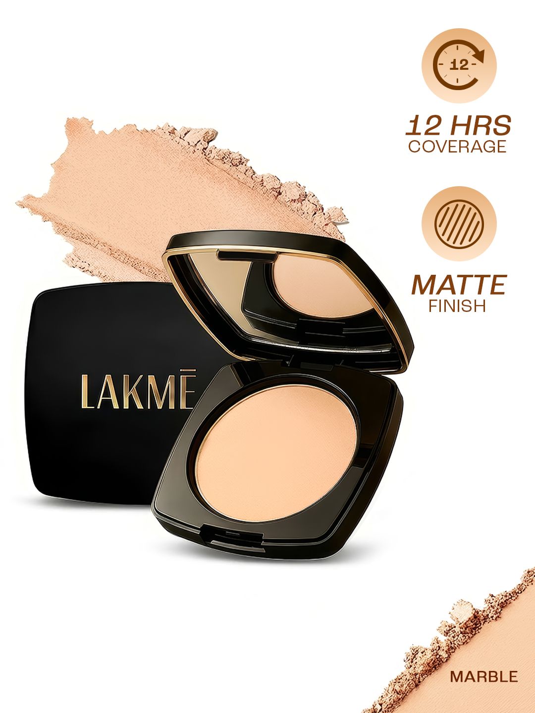 Lakme Forever Matte Smooth Finish Compact For 12 Hr Even Toned Look 9g - Marble