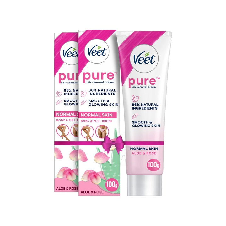 Veet Pure Normal Skin Hair Removal Cream with Rose (200 g, Pack of 2)