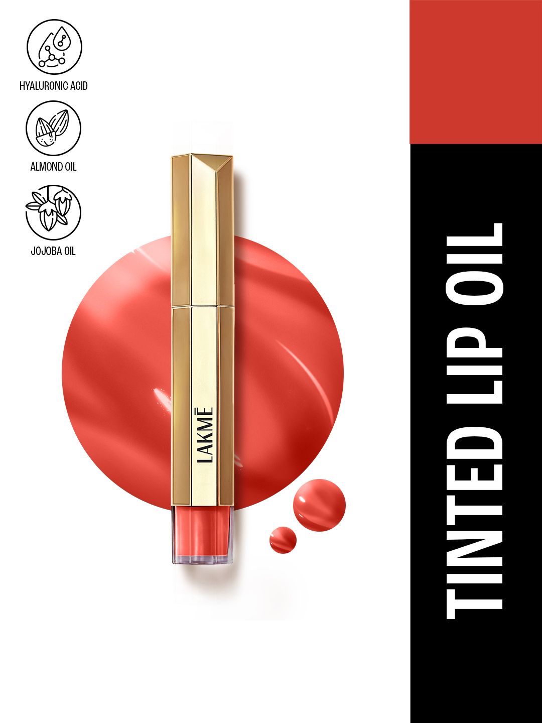 Lakme 9to5 Overtime Shine Tinted Lip Oil Gloss With Almond & Jojoba Oil 5.3ml- Brick Rouge
