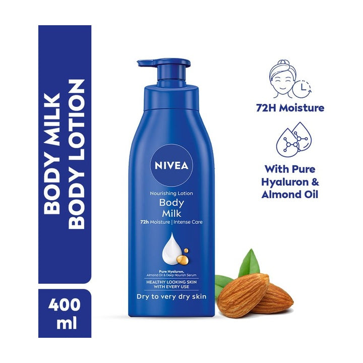 NIVEA Body Milk, Moisturizer Lotion, with Deep Moisture Serum, Almond Oil & Vitamin E