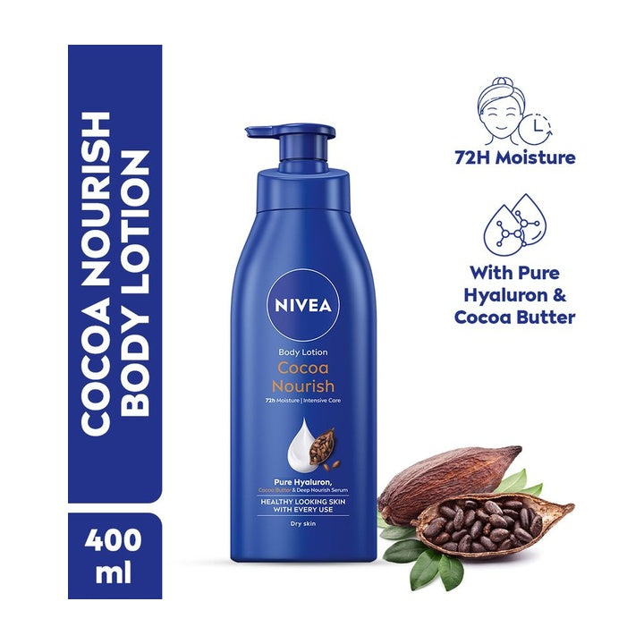 NIVEA Cocoa Nourish, Moisturizer Body Lotion, Coconut Oil, Serum, Hyaluronic acid