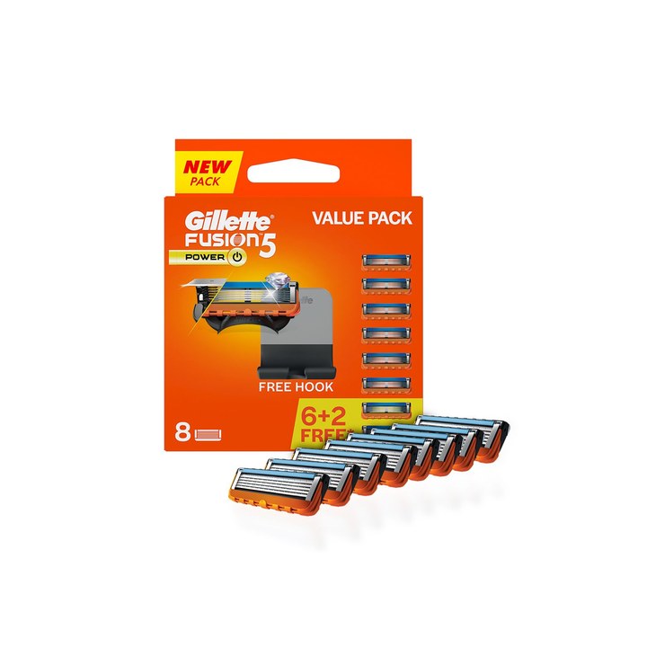 Gillette Men Fusion Power Shaving Razor Blades - 8 Cartridges