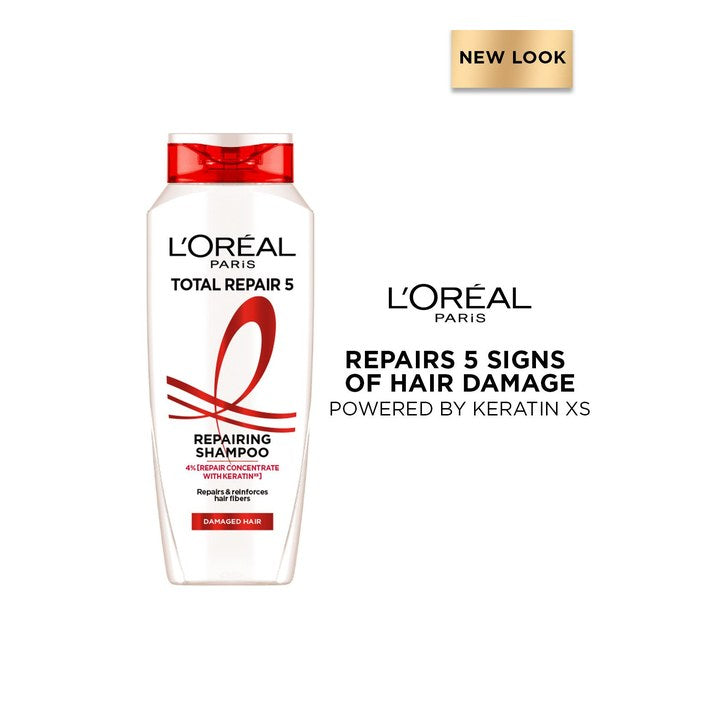 LOreal Paris Total Repair 5 Repairing Shampoo with Keratin XS Technology - 340 ml