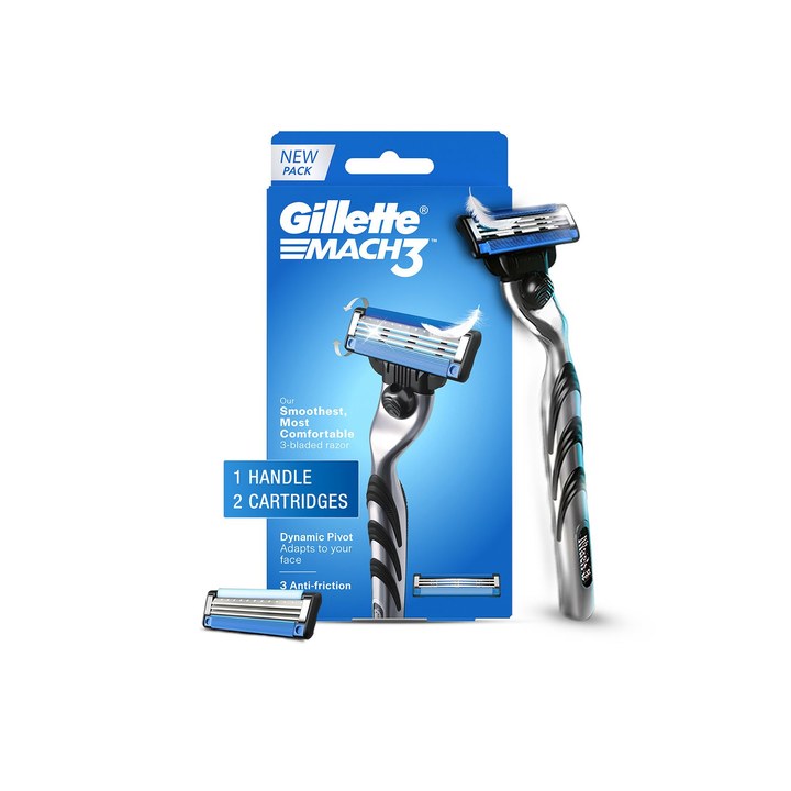 Gillette Men Mach 3 Shaving Razor + 2 Shaving Blade (Cartridge)