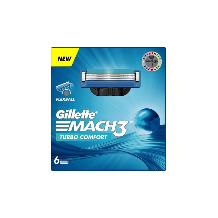 Gillette Set of 3 Mach3 Turbo Shaving Blades (Pack Of 6 Cartridges)