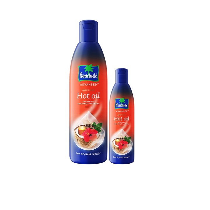 Parachute Set of 2 Advansed Ayurvedic Hot Oil for Dryness Repair - 400 ml & 90 ml
