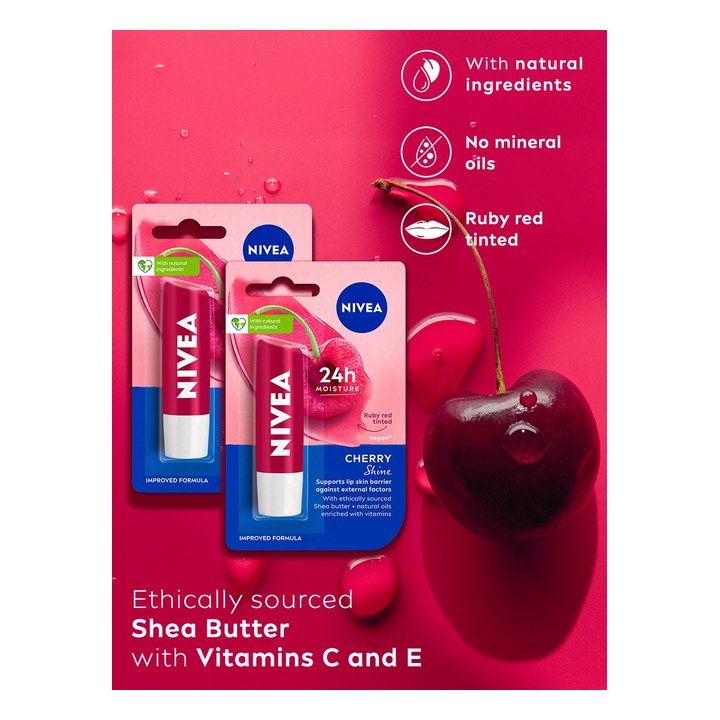 Nivea Set of 2 Melt In Lip Balms- Cherry Shine
