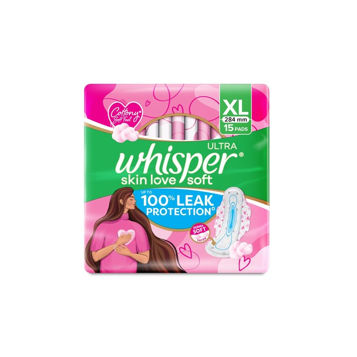 Whisper Ultra Skinlove Soft Thin Irritation Free XL Sanitary Pads - 15 Pads