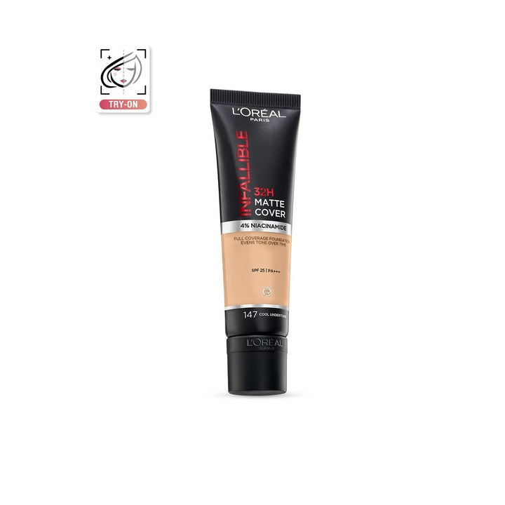 LOreal Paris Infallible 32H Matte Cover Liquid Foundation 30ml - Cool Undertone 147