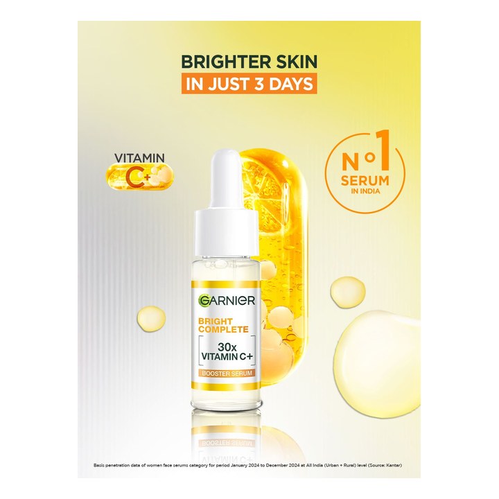 Garnier Vitamin C + Face Serum for Skin Brightening with 2% Niacinamide & 0.5% BHA - 15ml
