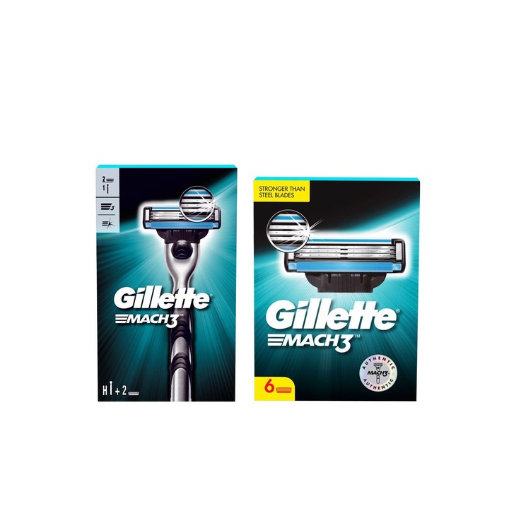 Gillette Men Mach 3 Shaving Razor + Set of 6 Mach 3 Shaving Blades