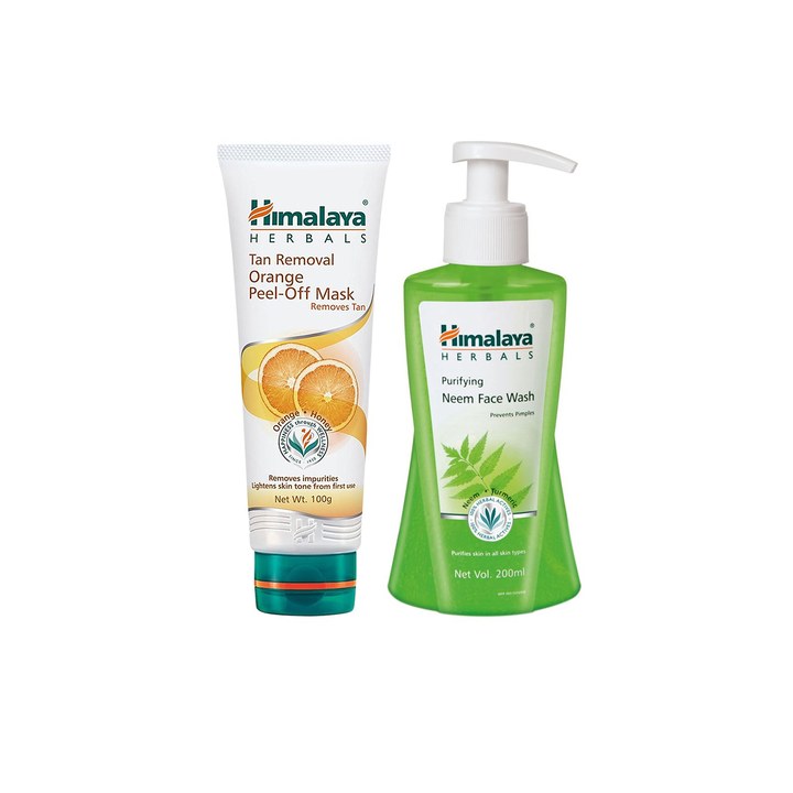 Himalaya Set of Purifying Neem Face Wash & Tan Removal Orange Peel Off Mask