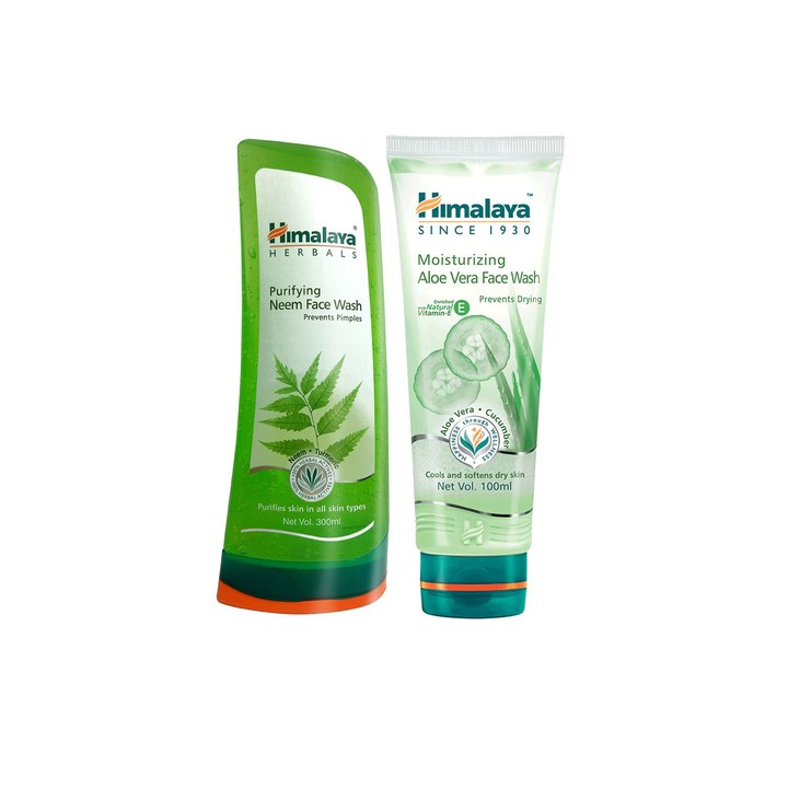 Himalaya Set of Purifying Neem Face Wash 300 ml & Moisturizing Aloe Vera Face Wash 100 ml