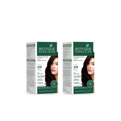 Biotique Set of 2 Hair Conditioning Herbcolor - Brown 4N