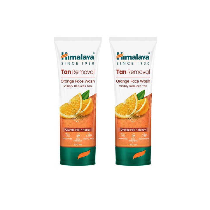 Himalaya Set of 2 Tan Removal Orange Face Wash with Honey & Papaya - 100 ml each