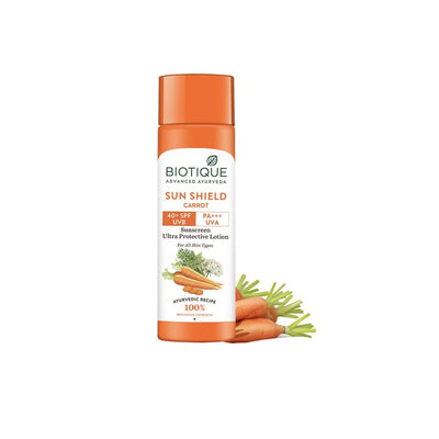 Biotique Sun Shield Carrot 40+SPF UVA UVB Sunscreen Ultra Protective Lotion - 120ml