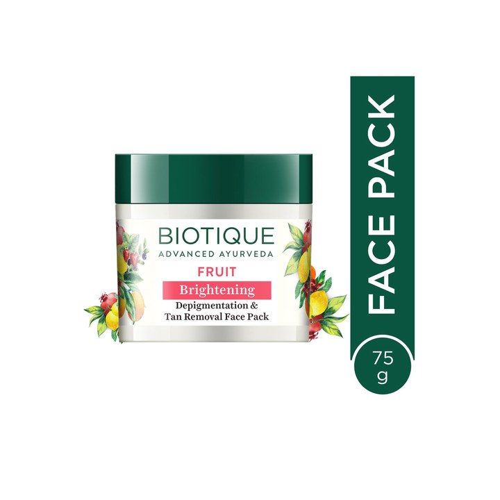 Biotique Fruit Brightening Depigmentation & Tan Removal Face Pack - 75g Jar