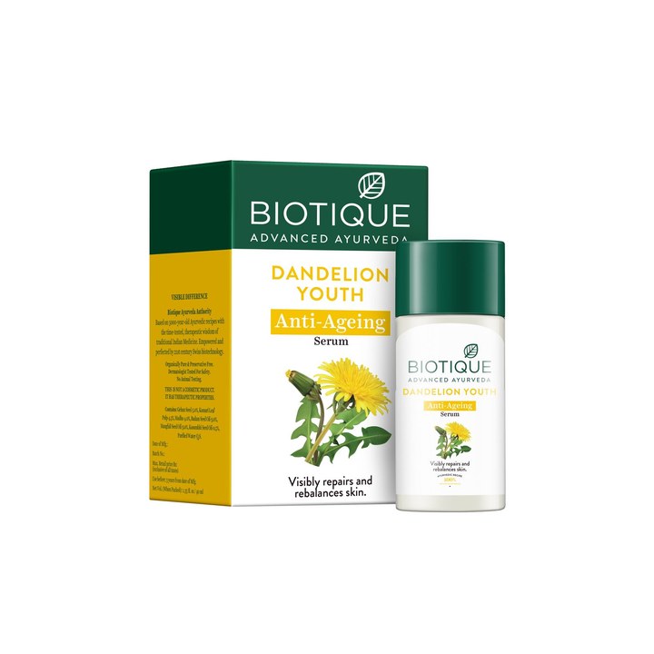 Biotique Dandelion Youth Anti-Ageing Serum - Targeting Wrinkles & Dull, Dry Skin - 40ml