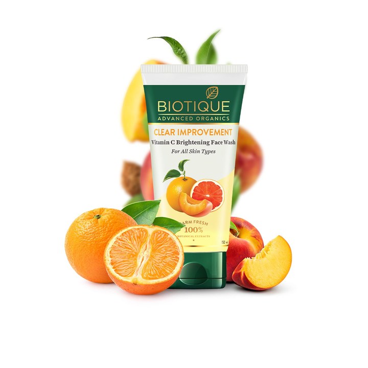 Biotique Clear Improvement Vitamin C Brightening Face Wash with Peach & Tangerine - 150 ml