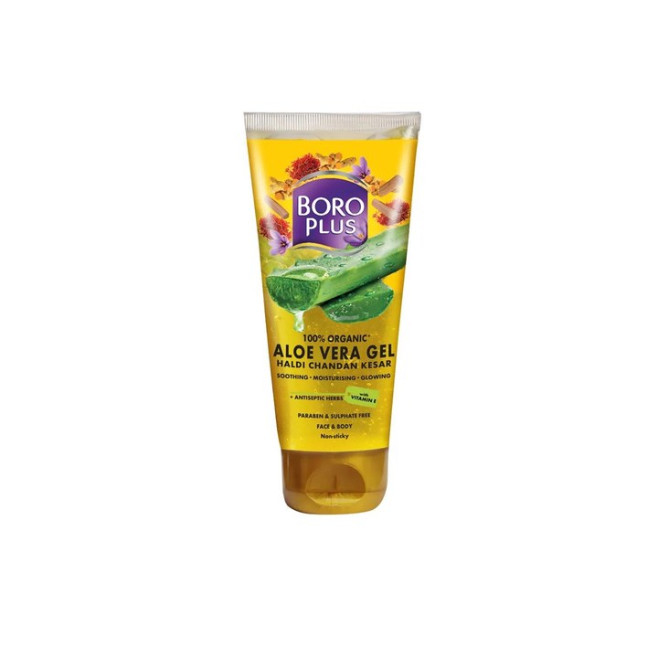 BOROPLUS 100% Organic Aloe Vera Gel with Haldi Chandan & Kesar - 150 ml