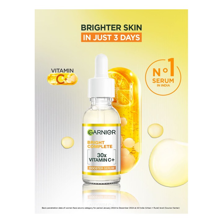 Garnier Vitamin C + Face Serum for Skin Brightening with 2% Niacinamide & 0.5% BHA - 50ml