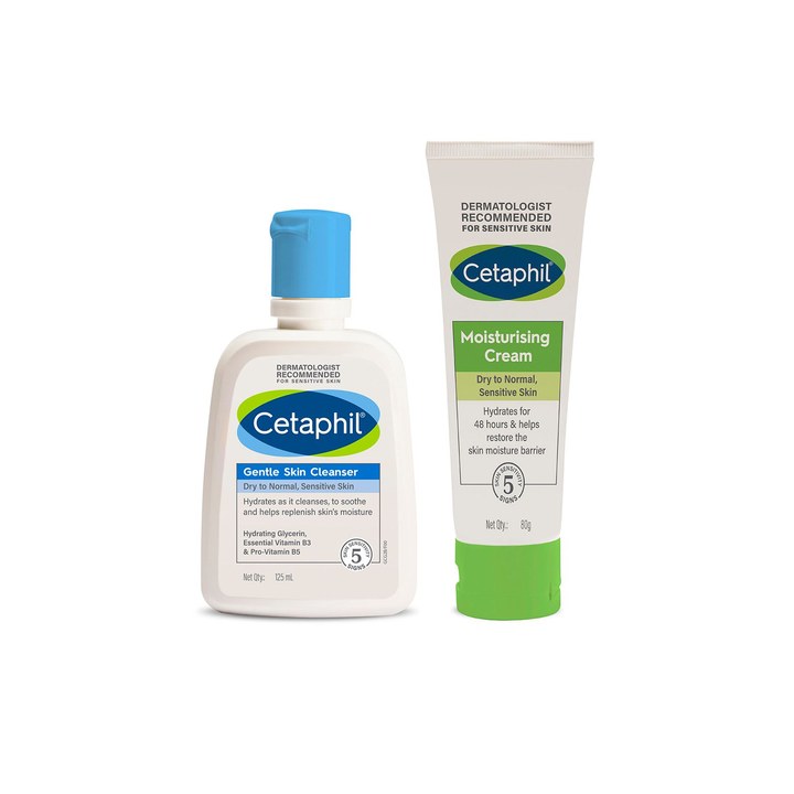 Cetaphil Set of Moisturising Cream - 80 g & Gentle Skin Cleanser - 125 ml