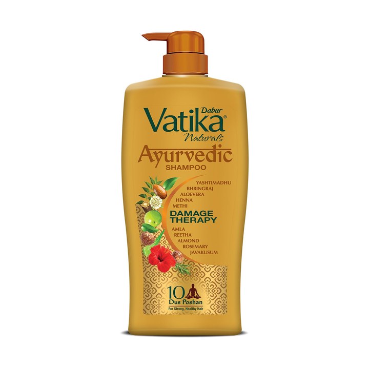 Dabur Vatika Ayurvedic Shampoo Damage Therapy with 10 Natural Herbs - 1L