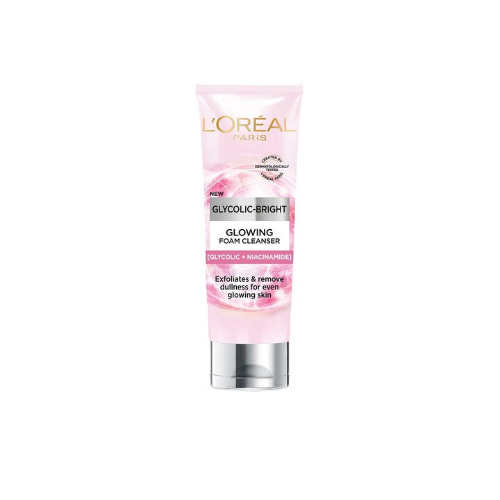 LOreal Paris Glycolic Bright Daily Foaming Face Cleanser for Even Glowing Skin - 100ml