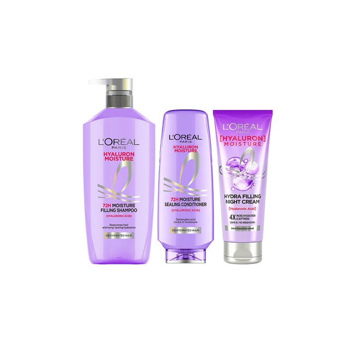 LOreal Paris Set of Hyaluron Moisture Shampoo 1000ml + Conditioner 180ml + Cream 180ml